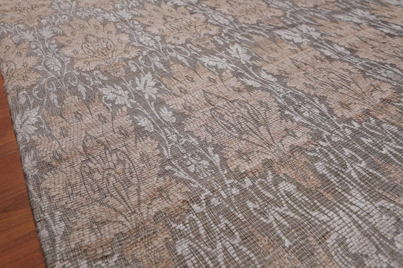 5x7 Gray, Tan Handmade Damask Polypropylene Modern Flatweave Oriental Area Rug
