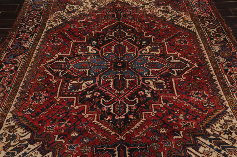 6'10" x 9'4" Hand Knotted Herizz 100% Wool Traditional Oriental Area Rug Rust