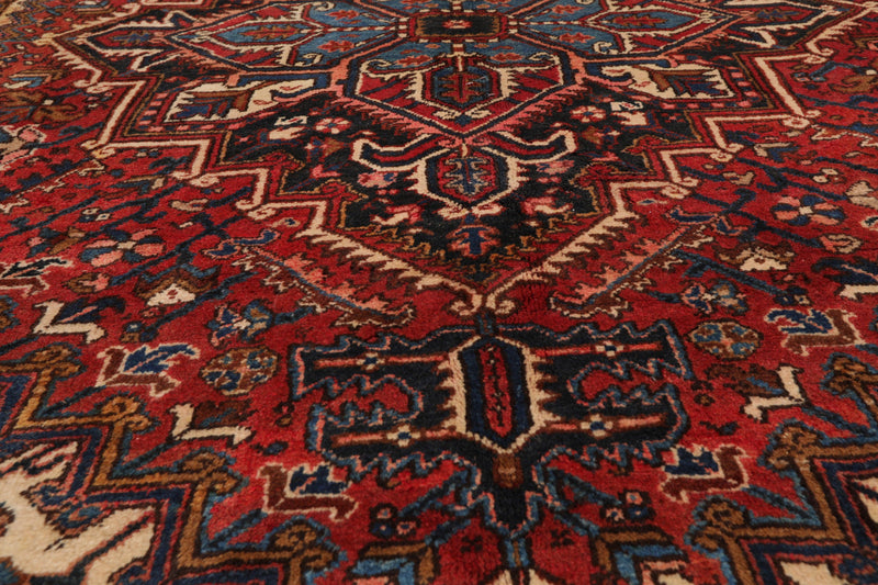 6'10" x 9'4" Hand Knotted Herizz 100% Wool Traditional Oriental Area Rug Rust