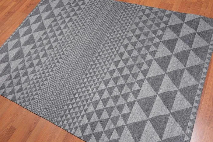 5' x 7' Handmade Geometric 100% Wool Modern Flatweave Area Rug Modern Gray