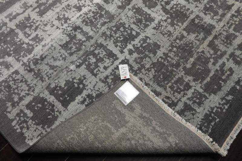 8’1" x 10’2"Hand Knotted Wool & Silk Tibetan Sherpa Oriental Area Rug Gray