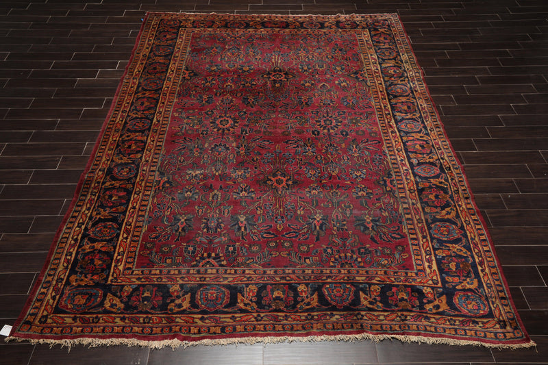 9'1" x 12'3" Hand Knotted 100% Wool Antique Lilihaan Traditional Area Rug Rose