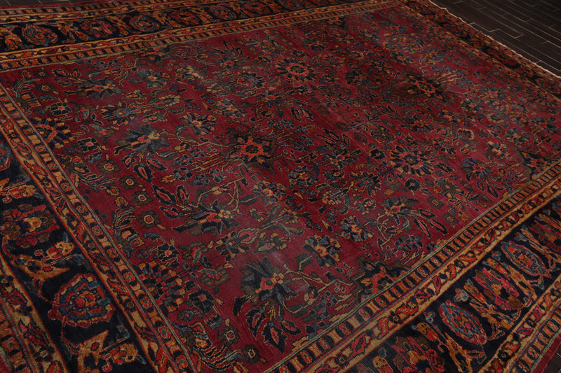 9'1" x 12'3" Hand Knotted 100% Wool Antique Lilihaan Traditional Area Rug Rose