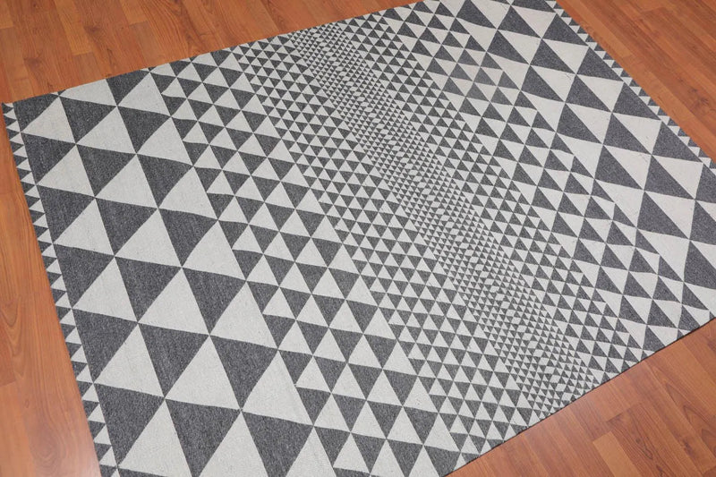 5x8 Handmade Wool Oriental Area Rug Beige, Gray Color