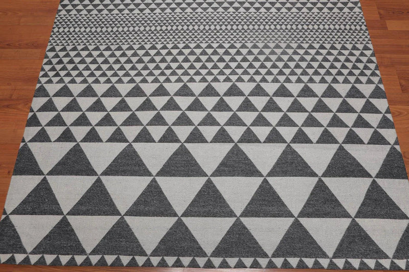 5x8 Handmade Wool Oriental Area Rug Beige, Gray Color