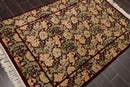 3'11"x5'9" Hand Knotted Superfine Botanical Wool Oriental Area Rug Maroon