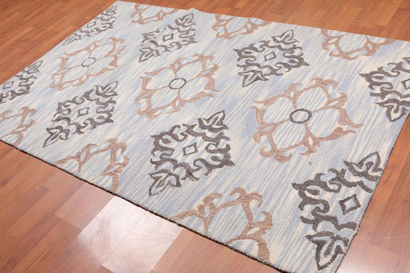 5' x 8' Handmade Loop & Cut Pile Wool Traditional Oriental Area rug Beige