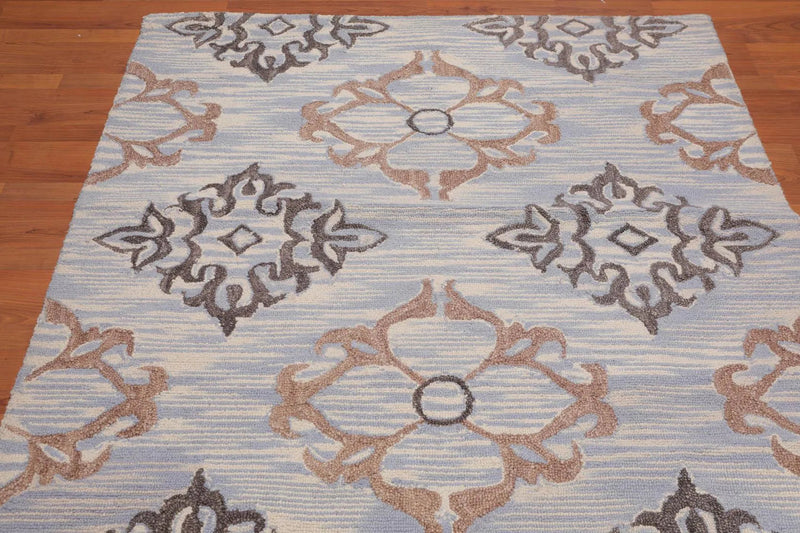 5' x 8' Handmade Loop & Cut Pile Wool Traditional Oriental Area rug Beige