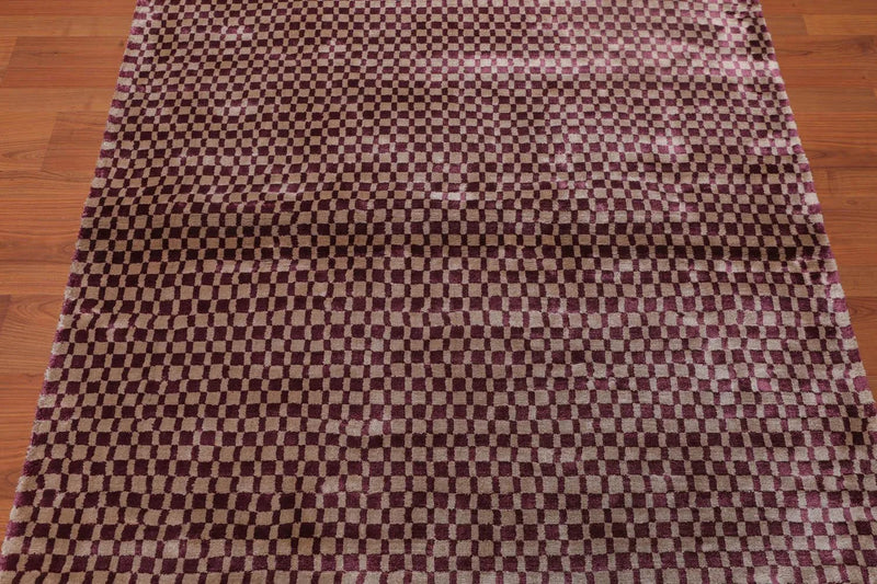 4’ x 6' Handmade Graphic Bamboo silk Traditional Oriental Area rug Purple