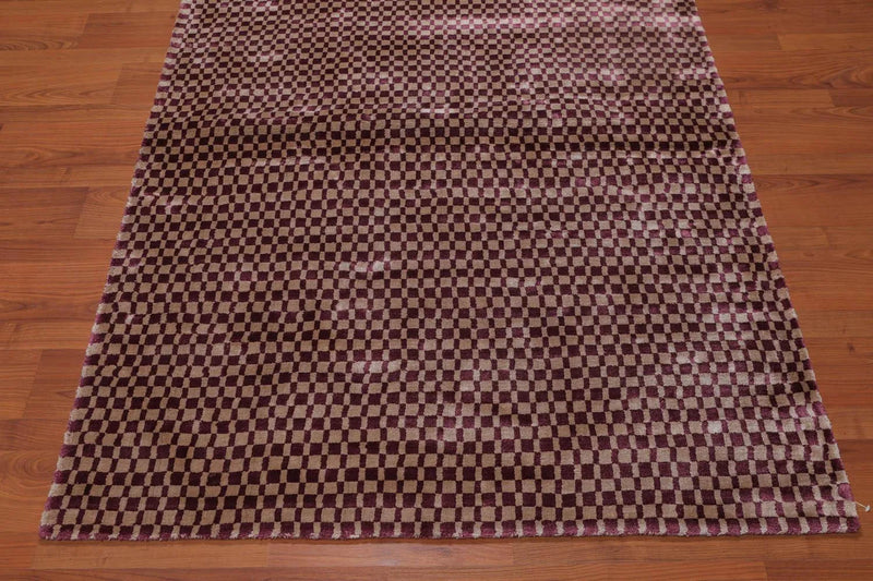 4’ x 6' Handmade Graphic Bamboo silk Traditional Oriental Area rug Purple