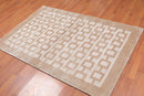 4’ x 6' Handmade Graphic 100% Bamboo silk loop and cut pile Area rug Beige