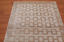 4’ x 6' Handmade Graphic 100% Bamboo silk loop and cut pile Area rug Beige
