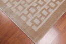 4’ x 6' Handmade Graphic 100% Bamboo silk loop and cut pile Area rug Beige