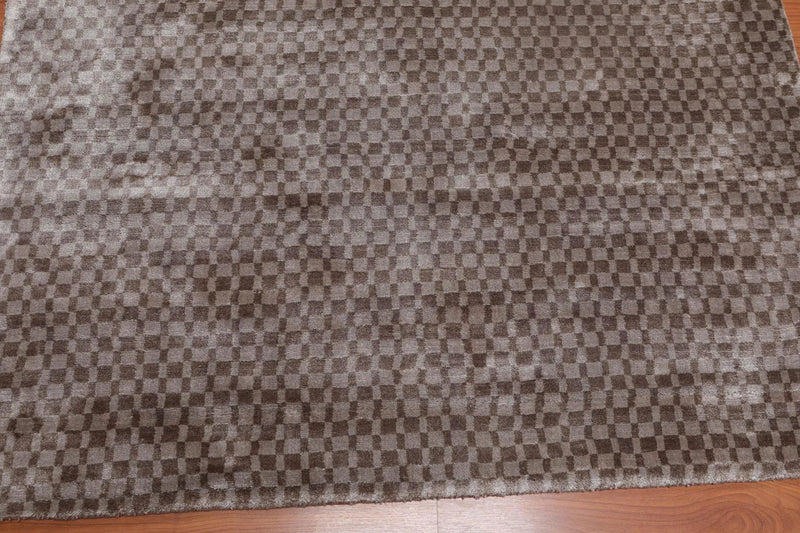 4’ x 6' Handmade Graphic 100% Bamboo silk Traditional Oriental Area rug Gray