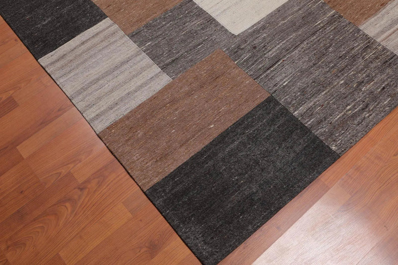 5' x 7' Hand Woven Geometric 100% Wool Modern Flatweave Area rug Earth Tones