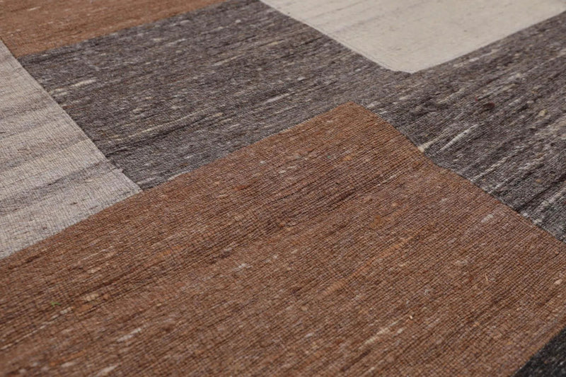 5' x 7' Hand Woven Geometric 100% Wool Modern Flatweave Area rug Earth Tones