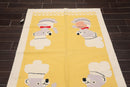4'1"x6' Hand Woven Kids Special Reversible Dhurry Kilim Oriental Area Rug Yellow