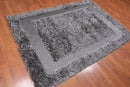5'x7'6 Handmade Polyester Shag Oriental Area Rug Silver Gray Color
