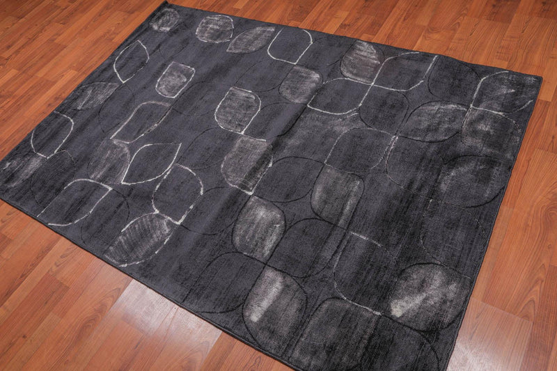 4’8" x 6'7" Handmade Modern 100% Bamboo silk Area rug Charcoal