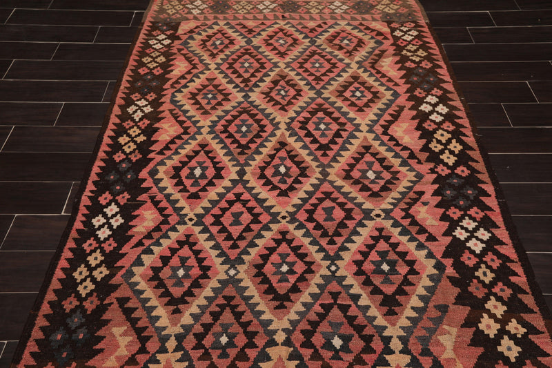 4'9"x10' Authentic Hand woven Reversible Southwestern Kilim Oriental Area Rug Rose