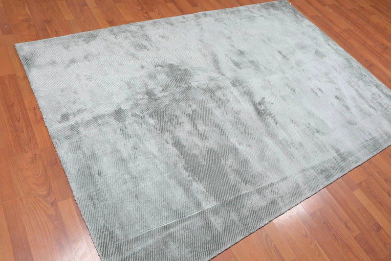 5' x 7' Handmade Loop & Cut Pile 100% Bamboo silk Moden Area rug Aqua