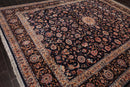 9' x 12'6" Hand Knotted Wool Kashaan Traditional 200 KPSI Oriental Area Rug Navy
