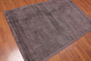 4'6x6'10" Handmade Viscose  Loop N Cut Textured Pile Oriental Area Rug Brown Color