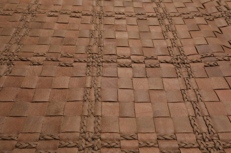 5'3”x7'5” Hand Woven Leather Basket Weave Barclay Butera Flatweave Area Rug Tan