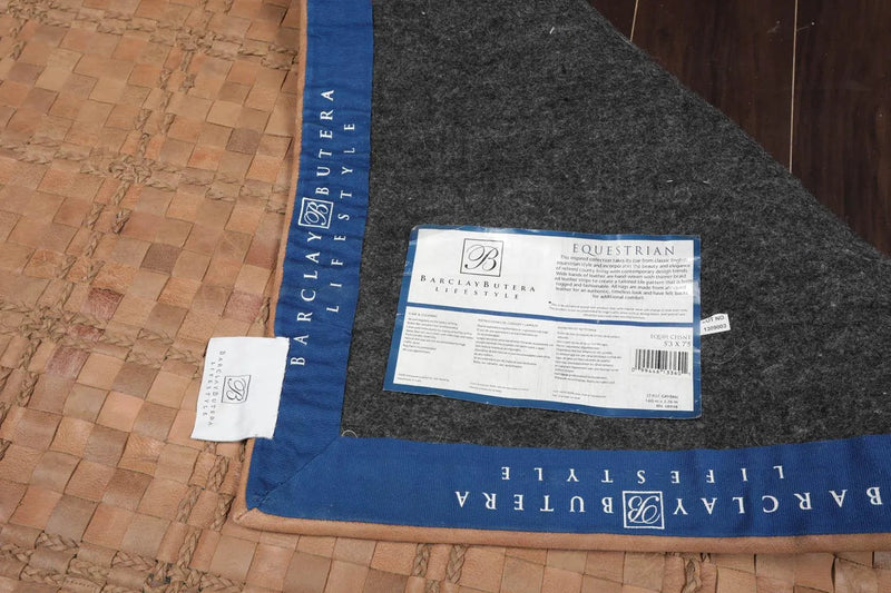 5'3”x7'5” Hand Woven Leather Basket Weave Barclay Butera Flatweave Area Rug Tan