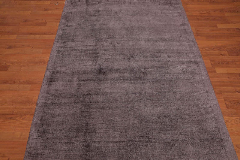 4'6x6'10" Handmade Viscose  Loop N Cut Textured Pile Oriental Area Rug Brown Color