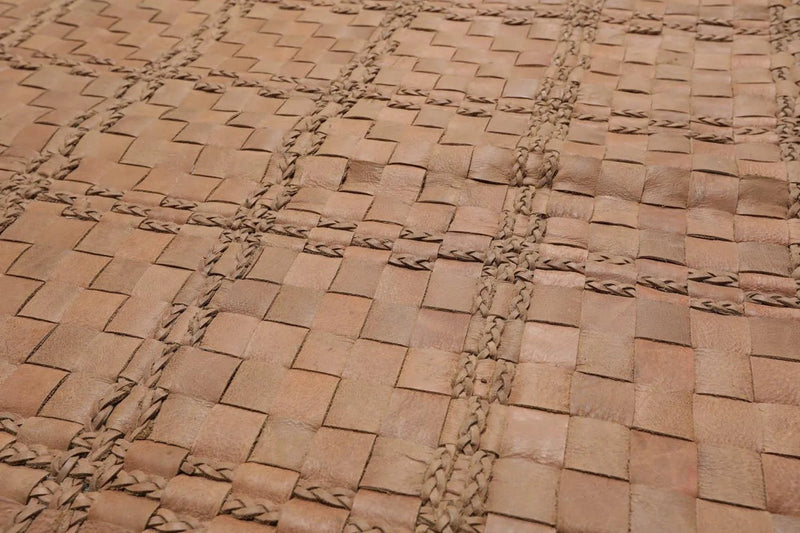 5'3”x7'5” Hand Woven Leather Basket Weave Barclay Butera Flatweave Area Rug Tan