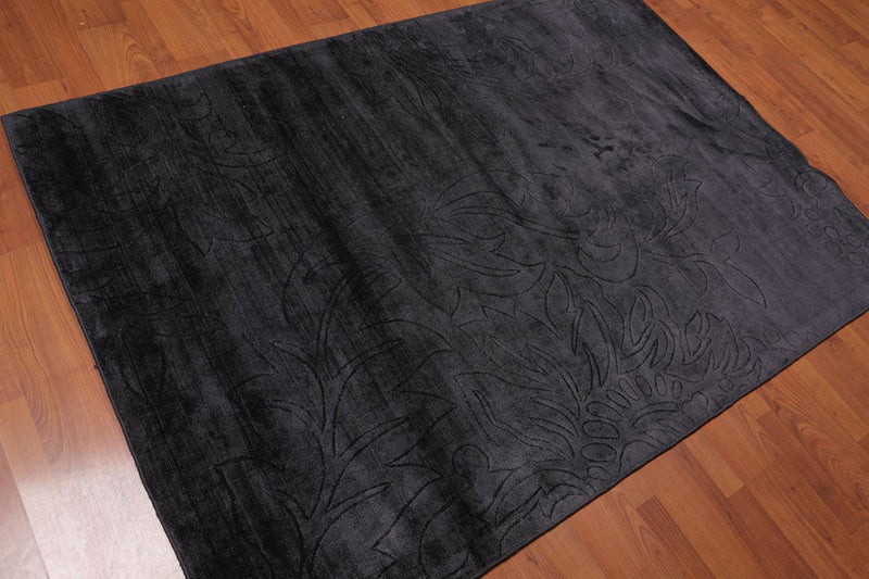 4'6" x 6’10" Handmade 100% Bamboo silk Area rug Modern Charcoal