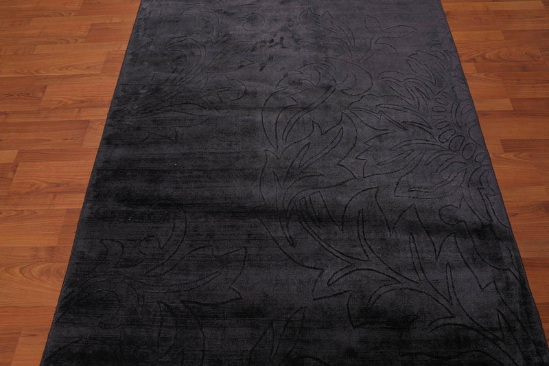 4'6" x 6’10" Handmade 100% Bamboo silk Area rug Modern Charcoal
