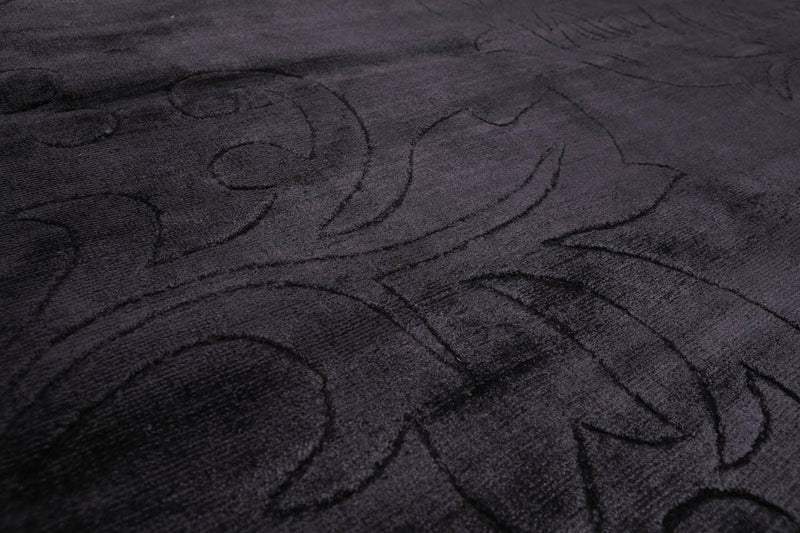 4'6" x 6’10" Handmade 100% Bamboo silk Area rug Modern Charcoal