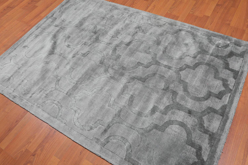 4’7" x 6'6" Handmade Argyle 100% Viscose Area rug Modern Aqua