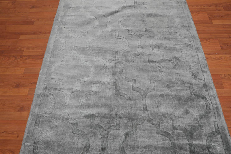 4’7" x 6'6" Handmade Argyle 100% Viscose Area rug Modern Aqua