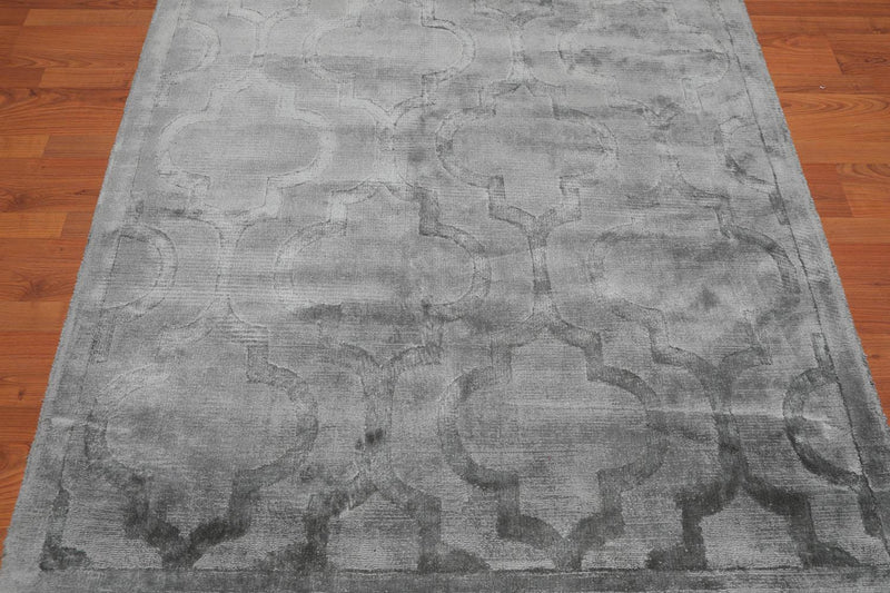 4’7" x 6'6" Handmade Argyle 100% Viscose Area rug Modern Aqua