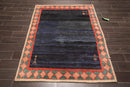 4'9"x5'9" Hand Knotted 100% Wool Traditional Authentic Gabeh Oriental Area Rug