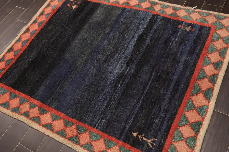 4'9"x5'9" Hand Knotted 100% Wool Traditional Authentic Gabeh Oriental Area Rug