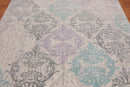 5'x8' Handmade Wool Damask Oriental Area Rug Beige, Teal Color