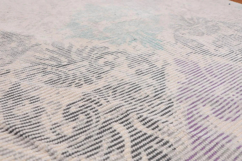 5'x8' Handmade Wool Damask Oriental Area Rug Beige, Teal Color