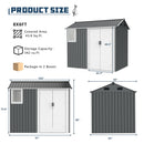 8x6 Ft Metal Outdoor Storage Shed with Window, Floor Base, Air Vents and Double Hinged Door