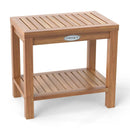 19 Inch Teak Wood Shower Bench Inside Shower Stool with Storage Shelf by LJGDeals