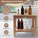 19 Inch Teak Wood Shower Bench Inside Shower Stool with Storage Shelf by LJGDeals