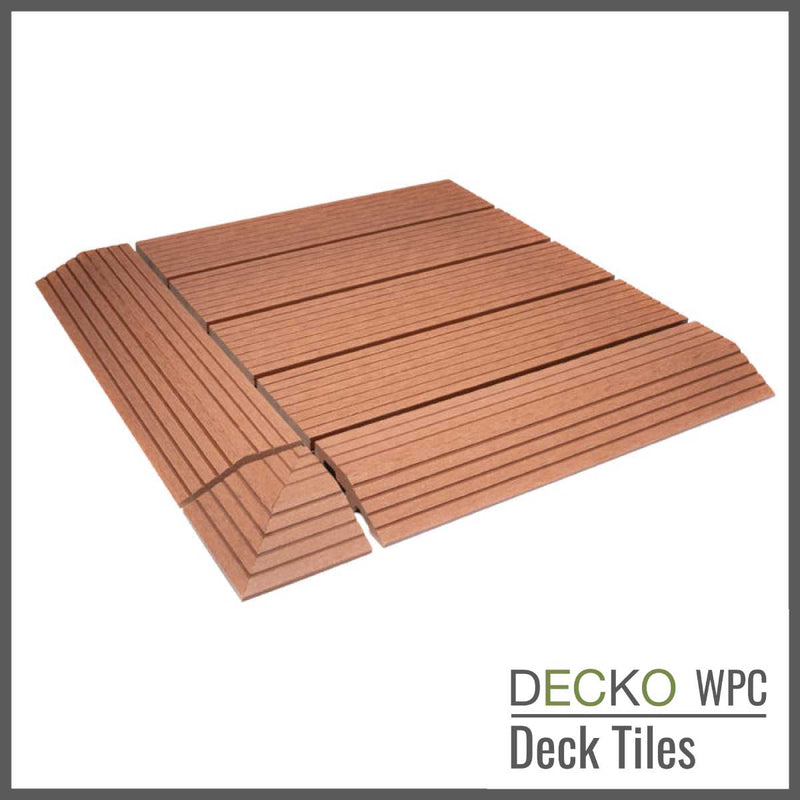Deck Tile <b>Corner Ramp Edge</b> - for Premium WPC Interlocking Tiles | DECKO (3.1"/3.1"/0.8") - (One Piece)