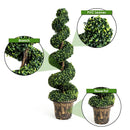 2 Pieces 4 Feet Artificial Décor Green Boxwood Spiral Tree Set by LJGDeals