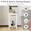 2-Tier Nightstand End Side Wooden Legs Table for Bedroom by LJGDeals