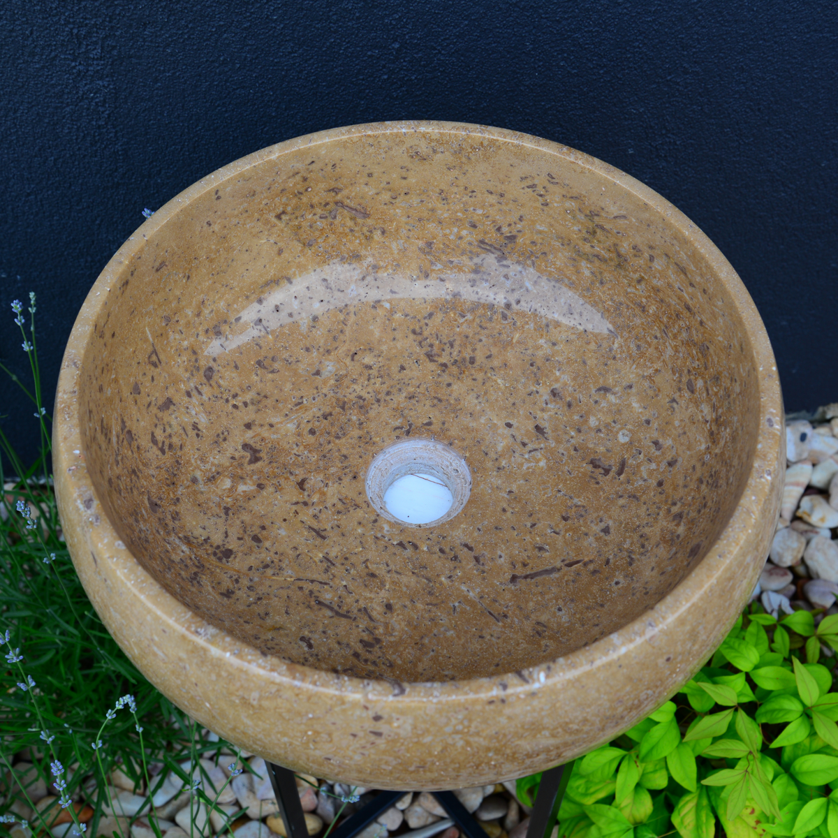 Noce Brown Travertine Vessel Sink - Handcrafted Natural Stone, photo 8 of 9