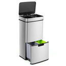 19 Gal Stainless Steel Trash Can with Kitchen Waste Bin and 2 Bottom Recycling Bins-Silver by LJGDeals