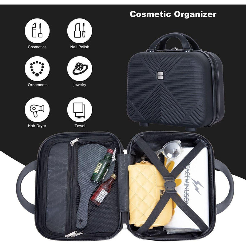 2Piece Luggage Sets ABS Lightweight Suitcase, Spinner Wheels, (20/14) BLACK